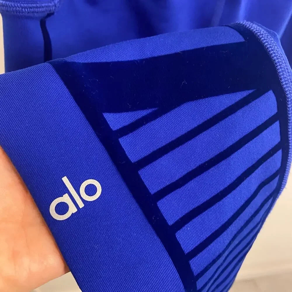 ALO Yoga High Waist Flocked Moto Leggings Sapphire Size Small - Picture 4 of 6